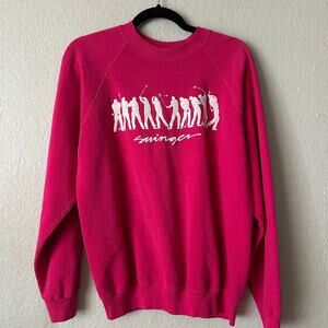 Vintage Hanes Golf Swinger Crew Neck Pullover Sweatshirt Pink Size Large
